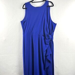Emma & Michele Sleveless Royal Blue Maxi Dress Knotted Ruffle Size 2X